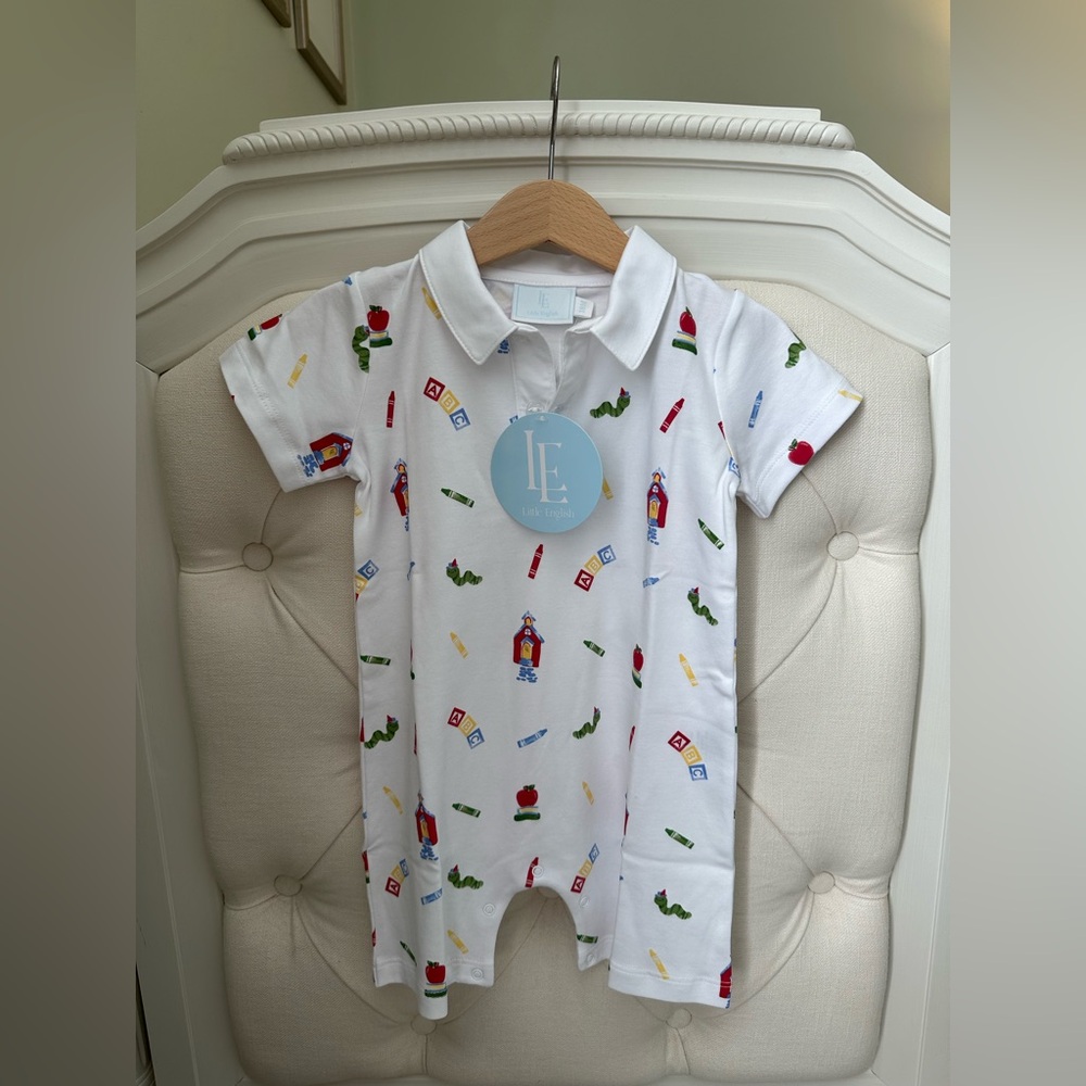 Little English Polo Romper - School Days 18 Month